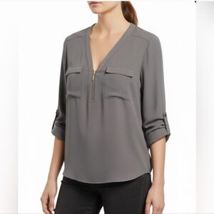 Express Gray Long Sleeve Blouse